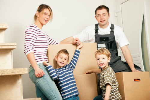 Packed boxes and household items ready for transport in Streatham