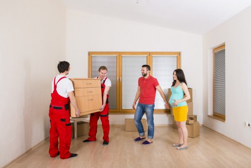 Business premises relocation scene in Streatham with moving equipment