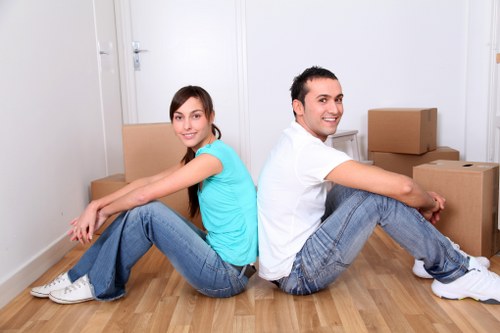 Organised home packing setup with labeled boxes in Streatham