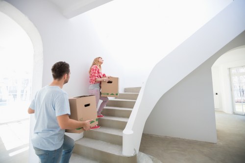 Organised self storage space in Streatham with packed boxes
