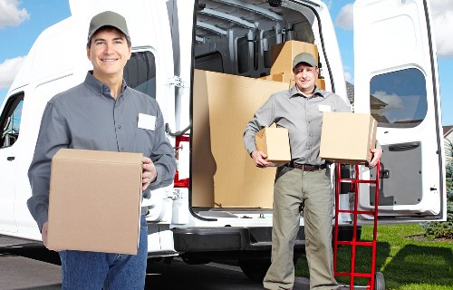 Packed moving boxes prepared for a Streatham house relocation