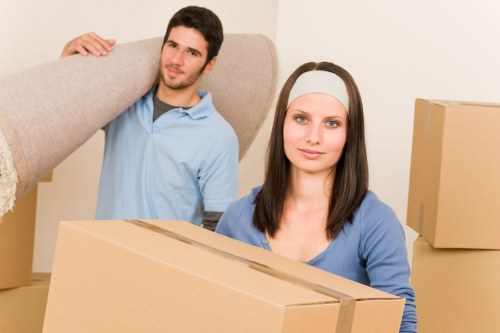 Packed furniture and boxes prepared for transport