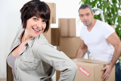 Packed boxes and sofa in a local Streatham removals job